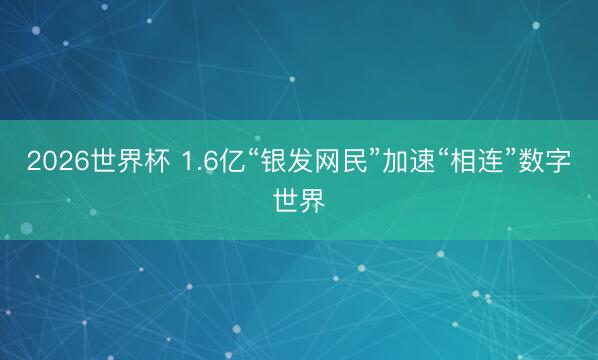 2026世界杯 1.6亿“银发网民”加速“相连”数字世界