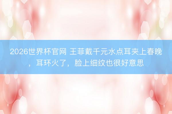 2026世界杯官网 王菲戴千元水点耳夹上春晚,耳环火了,脸上细纹也很好意思