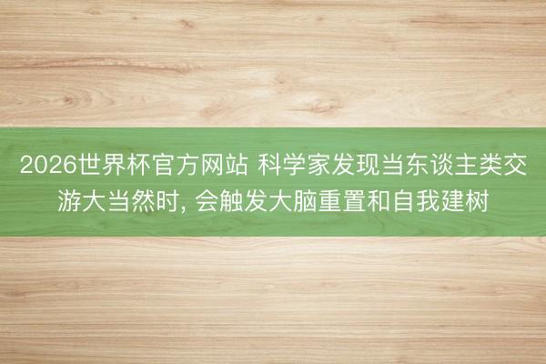 2026世界杯官方网站 科学家发现当东谈主类交游大当然时, 会触发大脑重置和自我建树