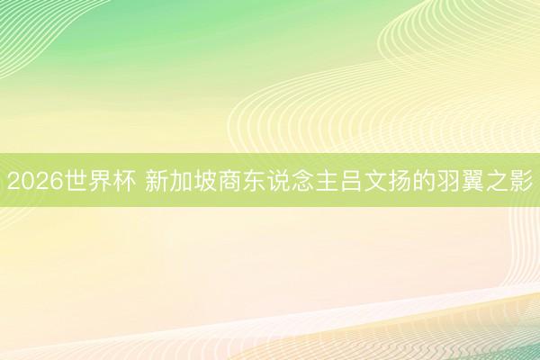 2026世界杯 新加坡商东说念主吕文扬的羽翼之影