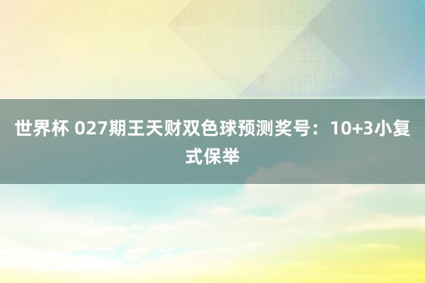 世界杯 027期王天财双色球预测奖号：10+3小复式保举