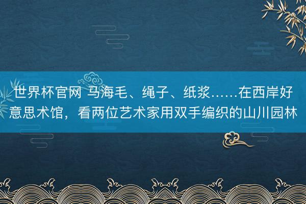 世界杯官网 马海毛、绳子、纸浆……在西岸好意思术馆，看两位艺术家用双手编织的山川园林