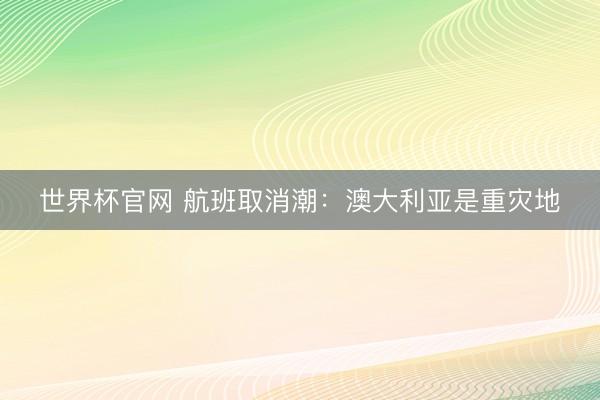 世界杯官网 航班取消潮：澳大利亚是重灾地