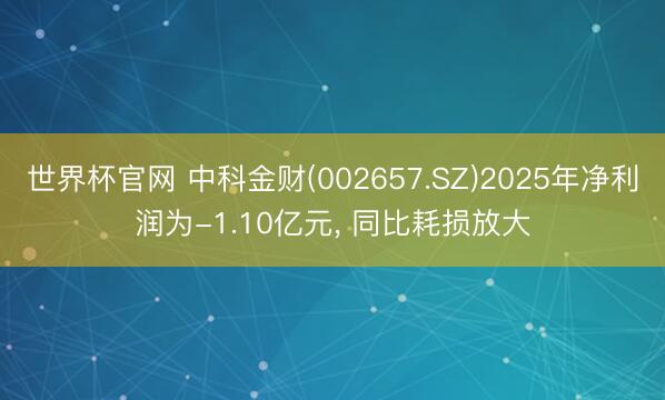 世界杯官网 中科金财(002657.SZ)2025年净利润为-1.10亿元， 同比耗损放大