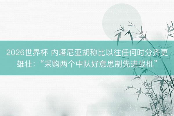 2026世界杯 内塔尼亚胡称比以往任何时分齐更雄壮：“采购两个中队好意思制先进战机”