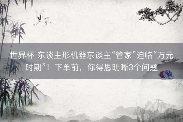 世界杯 东谈主形机器东谈主“管家”迫临“万元时期”！下单前，你得思明晰3个问题
