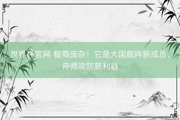 世界杯官网 智商庞杂！它是大国舰阵新成员、舟师攻防新利器
